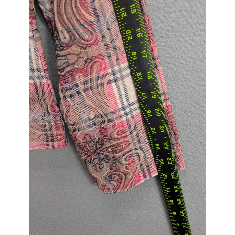 Silver Krossing Jacket Women's Size XL Plaid Paisley Textured Button Front Retro - Picture 9 of 13